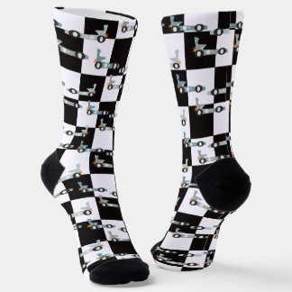 Groovy Car Racing Retro Race Pattern Socken