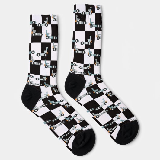 Groovy Car Racing Retro Race Pattern Socken (Rechts)
