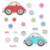 Groovy Cars Liebe und Blume Aufkleber (Vorderseite)