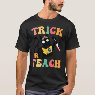 Groovy Cat 70er Kostümtrick oder Teach Retro Flora T-Shirt