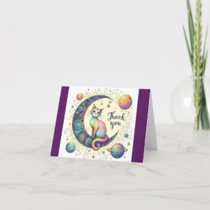 Groovy Cat on Moon Dankeskarte