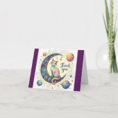 Groovy Cat on Moon Dankeskarte (Vorderseite)