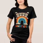 Groovy Cats Retro Rainbow Design Tri-Blend Shirt (Vorderseite)