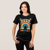 Groovy Cats Retro-Regenbogen-Design Tri-Blend Shirt (Vorderseite voll)