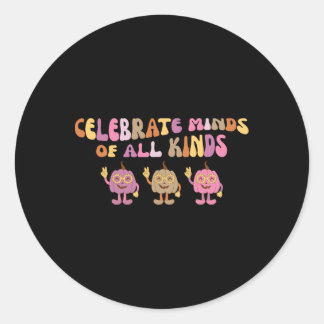 Groovy Celebrate Minds aller Art Kürbis verspuckt Runder Aufkleber