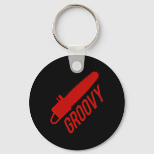 Groovy Chainsaw für Halloween Grafisches T-Shirt Schlüsselanhänger