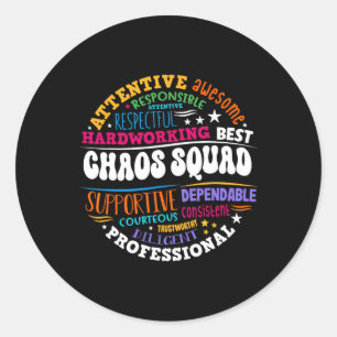 Groovy Chaos Squad Koordinator Funny First Day Runder Aufkleber