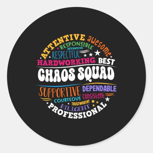 Groovy Chaos Squad Koordinator Funny First Day Runder Aufkleber (Vorderseite)