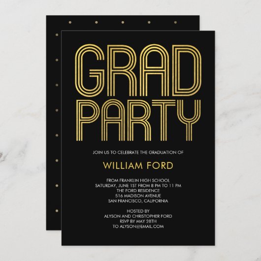 Groovy Charm EDITABLE FARBEN Abschluss Einladung (Vorne/Hinten)