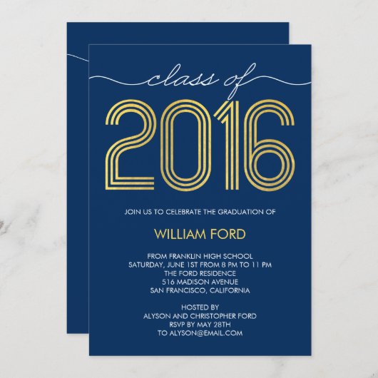 Groovy Charm EDITABLE FARBEN Abschluss Einladung (Vorne/Hinten)