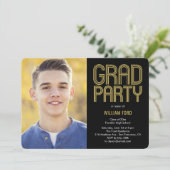 Groovy Charm Foto Graduation Party - Einladung (Stehend Vorderseite)