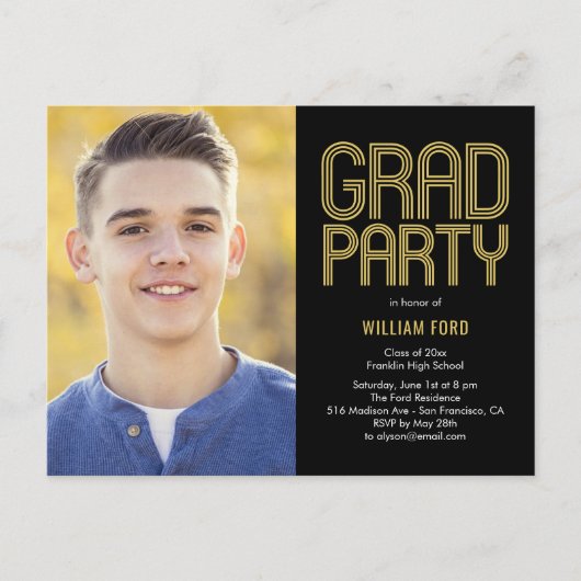 Groovy Charm Graduation Party Einladung Postkarte (Vorderseite)