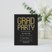 Groovy Charm Graduation Party Einladung Postkarte (Stehend Vorderseite)