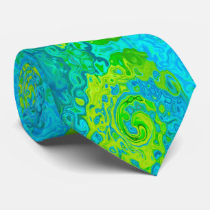 Groovy Chartreuse und Aquamarin Flüssigkeit Wirbel Krawatte