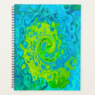 Groovy Chartreuse und Aquamarin Flüssigkeit Wirbel Planer