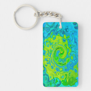 Groovy Chartreuse und Aquamarin Flüssigkeit Wirbel Schlüsselanhänger