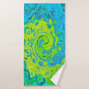 Groovy Chartreuse und Aquamarine Liquid Swirl Badehandtuch