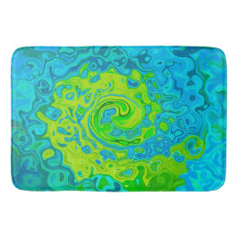 Groovy Chartreuse und Aquamarine Liquid Swirl Badematte
