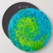 Groovy Chartreuse und Aquamarine Liquid Swirl Button (Vorne & Hinten)