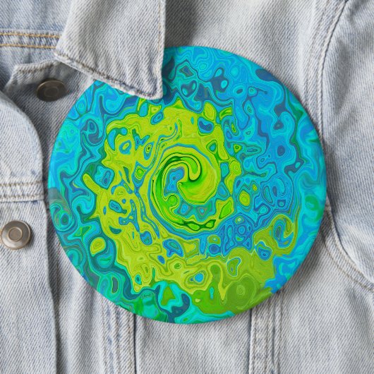 Groovy Chartreuse und Aquamarine Liquid Swirl Button (Beispiel)
