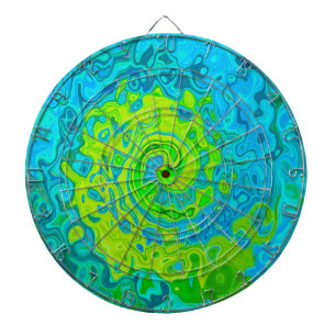 Groovy Chartreuse und Aquamarine Liquid Swirl Dartscheibe