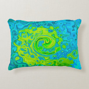 Groovy Chartreuse und Aquamarine Liquid Swirl Dekokissen