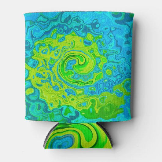 Groovy Chartreuse und Aquamarine Liquid Swirl Dosenkühler (Vorderseite)