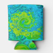 Groovy Chartreuse und Aquamarine Liquid Swirl Dosenkühler (Rückseite)