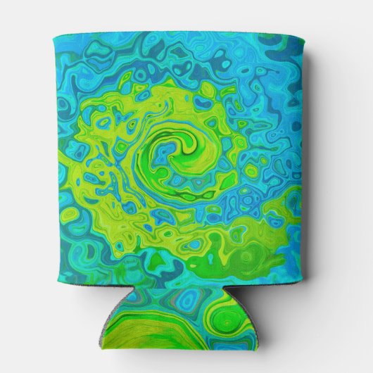 Groovy Chartreuse und Aquamarine Liquid Swirl Dosenkühler (Rückseite)