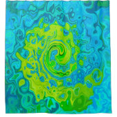 Groovy Chartreuse und Aquamarine Liquid Swirl Duschvorhang (Vorderseite)