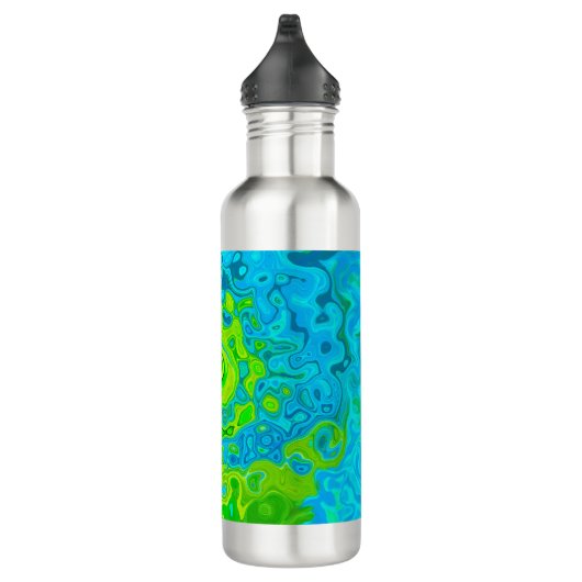 Groovy Chartreuse und Aquamarine Liquid Swirl Edelstahlflasche (Rechts)