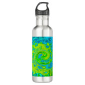 Groovy Chartreuse und Aquamarine Liquid Swirl Edelstahlflasche (Vorderseite)