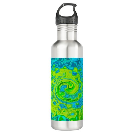 Groovy Chartreuse und Aquamarine Liquid Swirl Edelstahlflasche (Vorderseite)