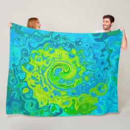 Groovy Chartreuse und Aquamarine Liquid Swirl Fleecedecke