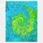 Groovy Chartreuse und Aquamarine Liquid Swirl Fleecedecke (Vorderseite)