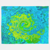 Groovy Chartreuse und Aquamarine Liquid Swirl Fleecedecke (Vorderseite (Horizontal))