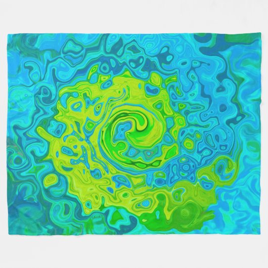 Groovy Chartreuse und Aquamarine Liquid Swirl Fleecedecke (Vorderseite (Horizontal))