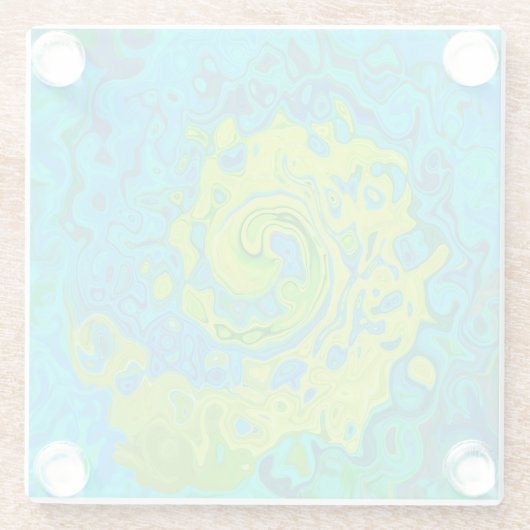 Groovy Chartreuse und Aquamarine Liquid Swirl Glasuntersetzer (Rückseite)