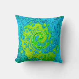 Groovy Chartreuse und Aquamarine Liquid Swirl Kissen