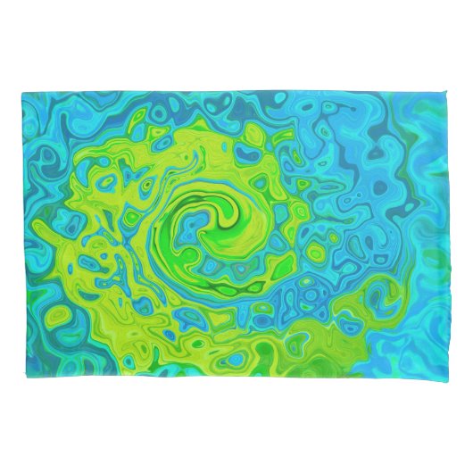 Groovy Chartreuse und Aquamarine Liquid Swirl Kissenbezug (Vorderseite)