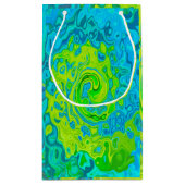 Groovy Chartreuse und Aquamarine Liquid Swirl Kleine Geschenktüte (Rückseite)