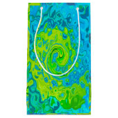 Groovy Chartreuse und Aquamarine Liquid Swirl Kleine Geschenktüte (Vorderseite)