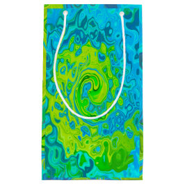 Groovy Chartreuse und Aquamarine Liquid Swirl Kleine Geschenktüte