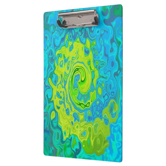 Groovy Chartreuse und Aquamarine Liquid Swirl Klemmbrett (Links)