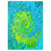 Groovy Chartreuse und Aquamarine Liquid Swirl Klemmbrett (Rückseite)