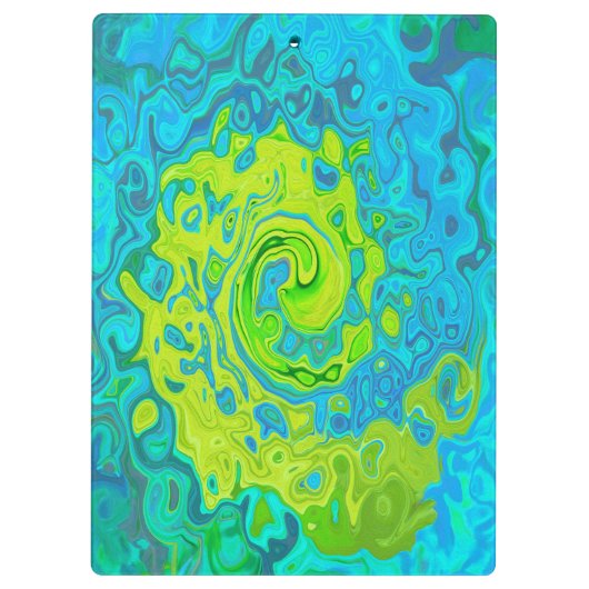 Groovy Chartreuse und Aquamarine Liquid Swirl Klemmbrett (Rückseite)