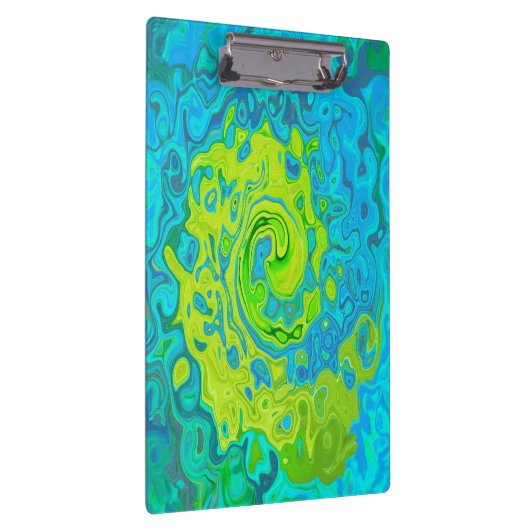 Groovy Chartreuse und Aquamarine Liquid Swirl Klemmbrett (Rechts)