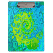 Groovy Chartreuse und Aquamarine Liquid Swirl Klemmbrett (Vorderseite)