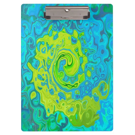 Groovy Chartreuse und Aquamarine Liquid Swirl Klemmbrett (Vorderseite)