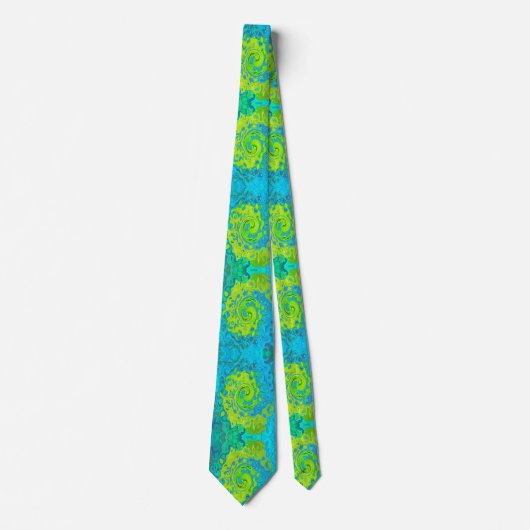 Groovy Chartreuse und Aquamarine Liquid Swirl Krawatte (Vorderseite)